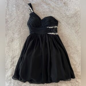 City Triangles Black One-Shoulder Fit and Flare Dress